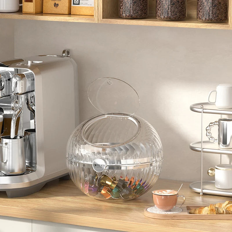 Distributeur Capsules Nespresso Sphérique Pratique avec Couvercle à Charnière 5