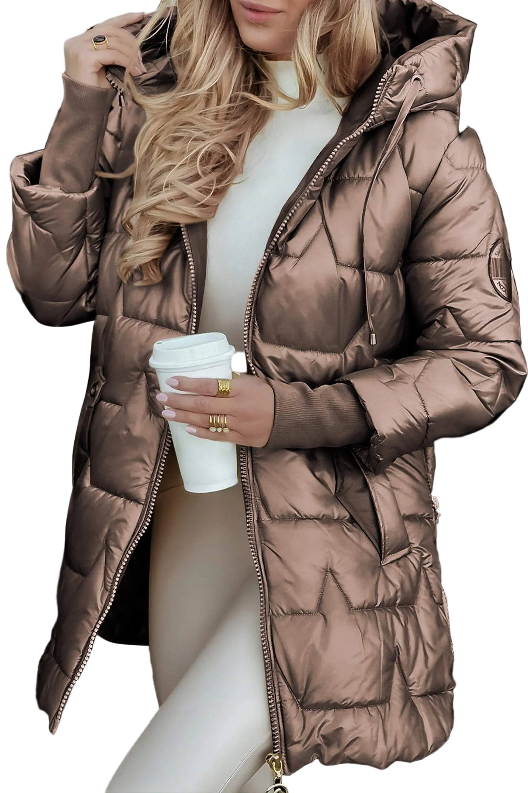 Doudoune Longue Femme Stylée avec Capuche 0