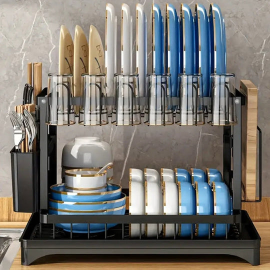 Égouttoir à Ustensiles Multifonctionnel 2 Niveaux pour Cuisine 4