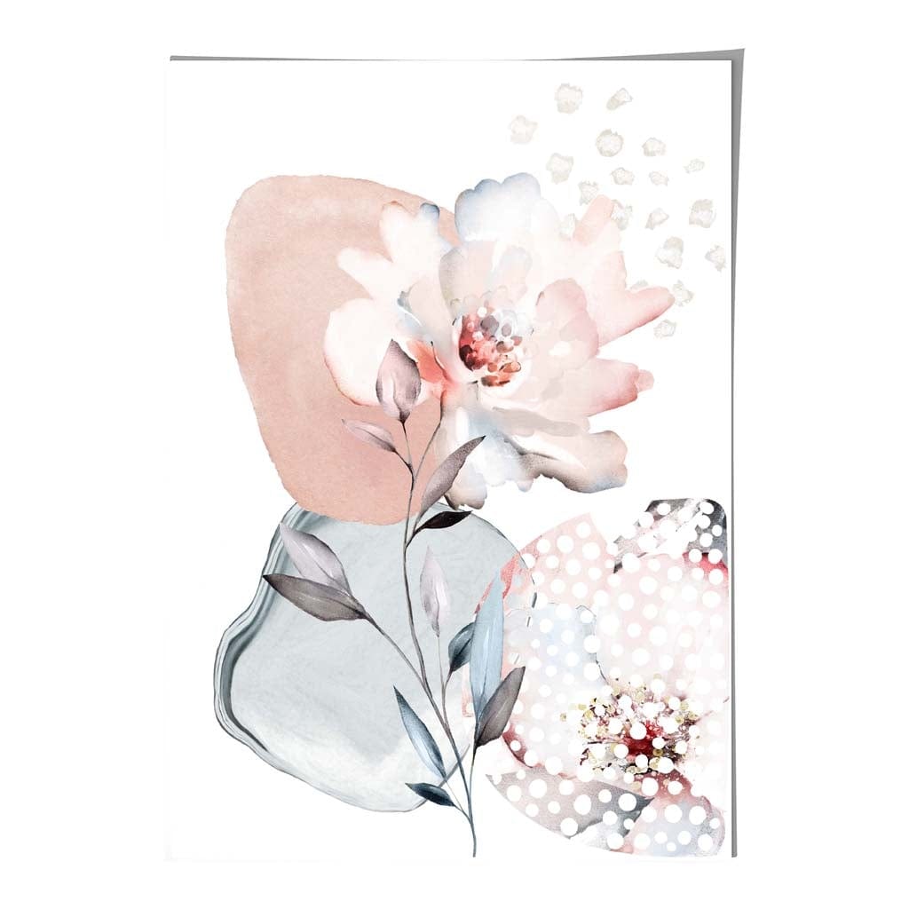 Élévateur à Bol Floral Abstrait Rose et Gris 0
