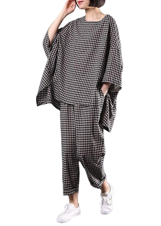 Ensemble Chemisier et Pantalon Vintage à Carreaux pour Femme 0