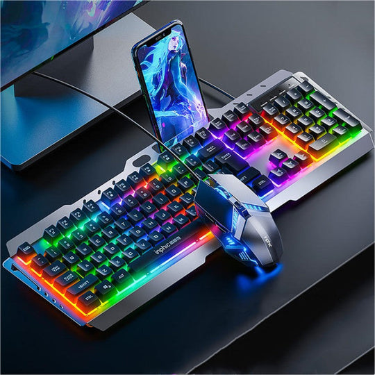 Ensemble Clavier et Souris Mécaniques pour Gamers avec Éclairage LED Dynamique 0