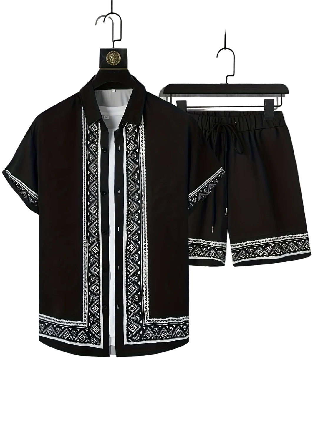Ensemble Été Homme Décontracté Bohème Chemise Manches Courtes et Short 0