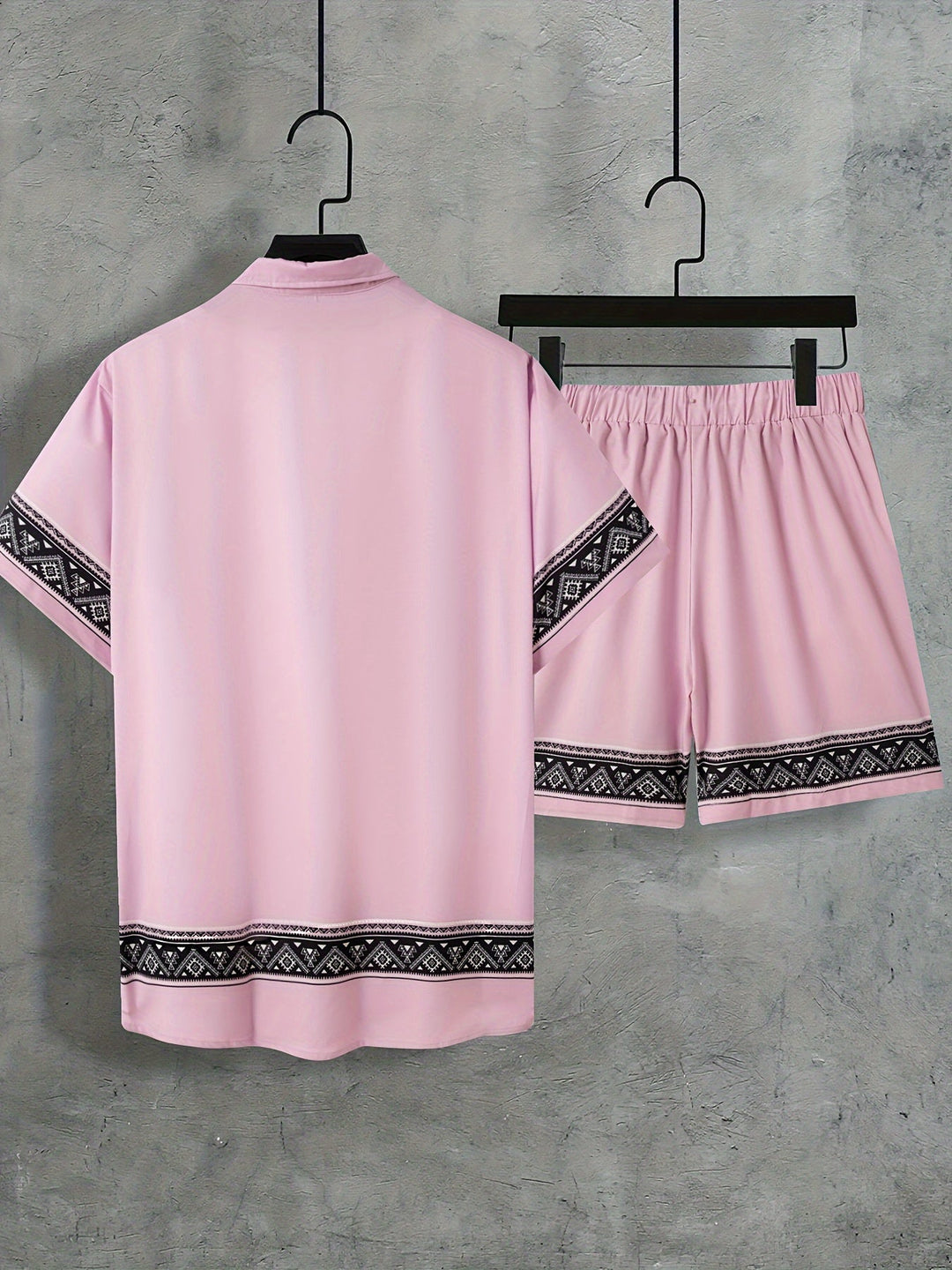 Ensemble Été Homme Décontracté Bohème Chemise Manches Courtes et Short 2