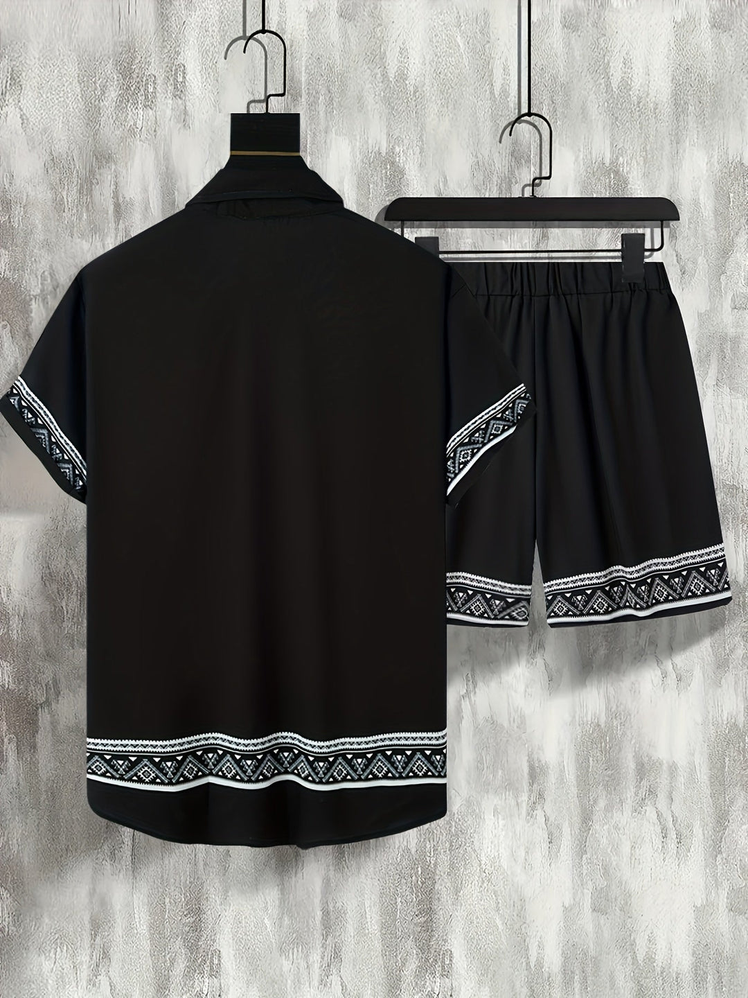 Ensemble Été Homme Décontracté Bohème Chemise Manches Courtes et Short 3
