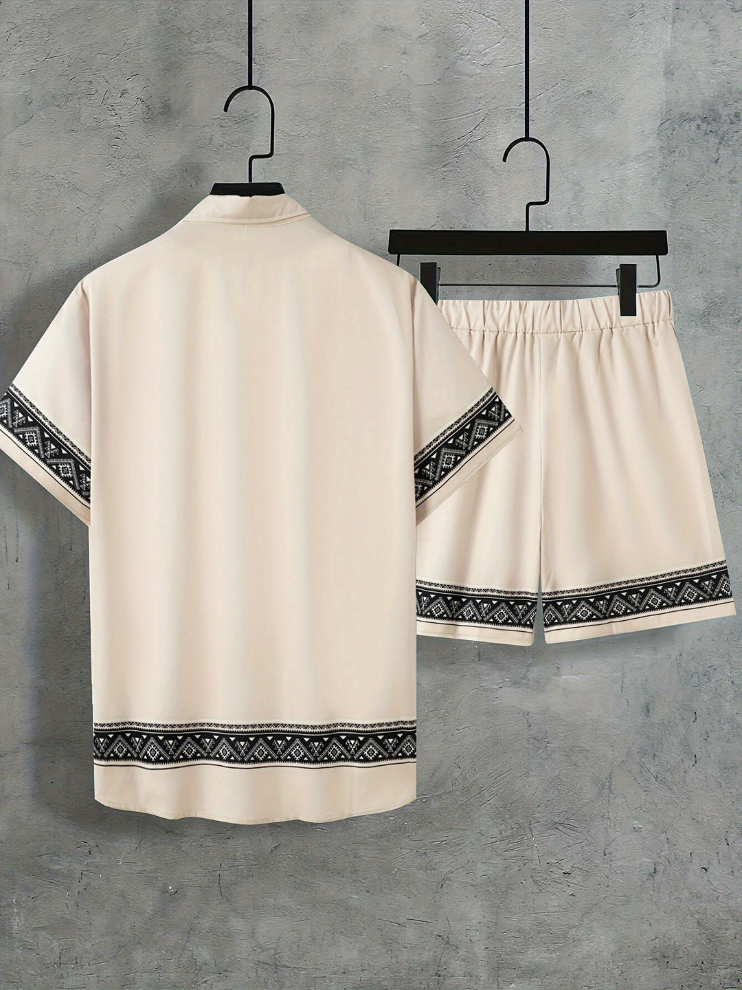 Ensemble Été Homme Décontracté Bohème Chemise Manches Courtes et Short 7