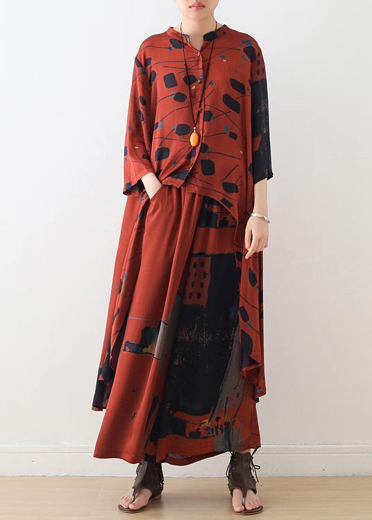 Ensemble Femme Chemise Longue Col Montant et Pantalon Ample 1