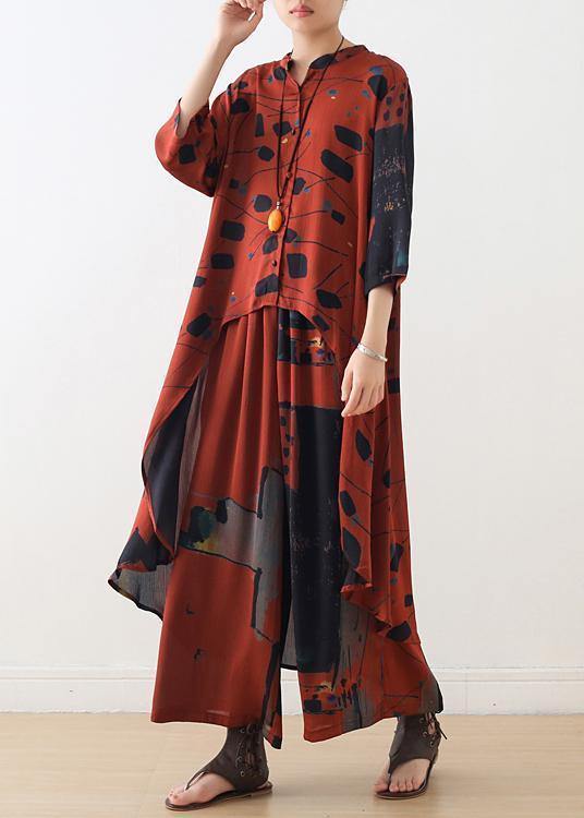 Ensemble Femme Chemise Longue Col Montant et Pantalon Ample 2