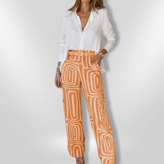 Ensemble Femme Chic en Tissu Doux avec Chemise et Pantalon Large 5