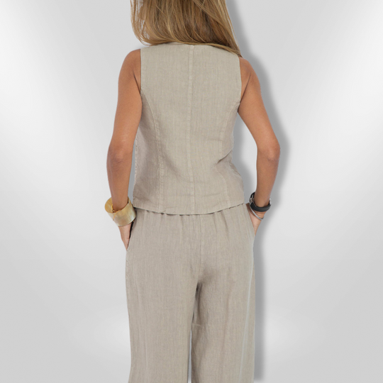 Ensemble Femme Pantalon Large et Haut Sans Manches Élégant 1