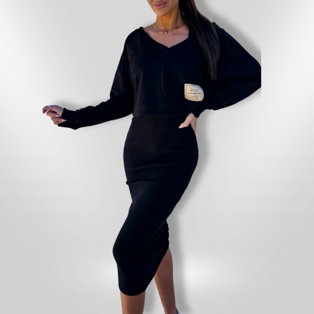Ensemble Femme Robe Midi et Sweatshirt Court Tendance 1