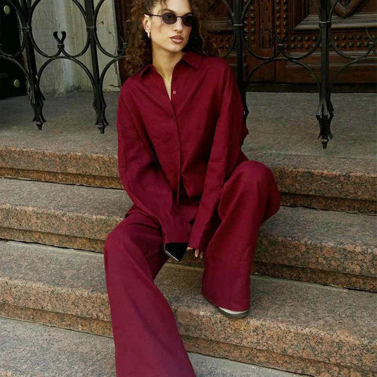 Ensemble Femme en Lin – Chemise Oversize et Pantalon Large 2