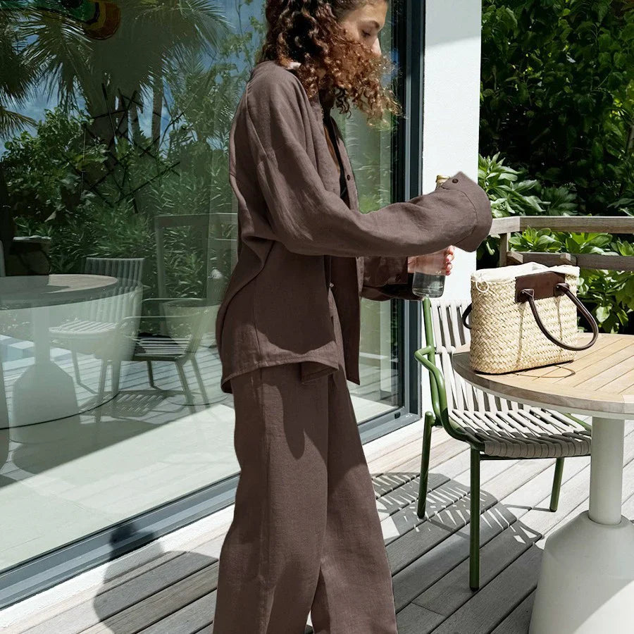Ensemble Femme en Lin – Chemise Oversize et Pantalon Large 4