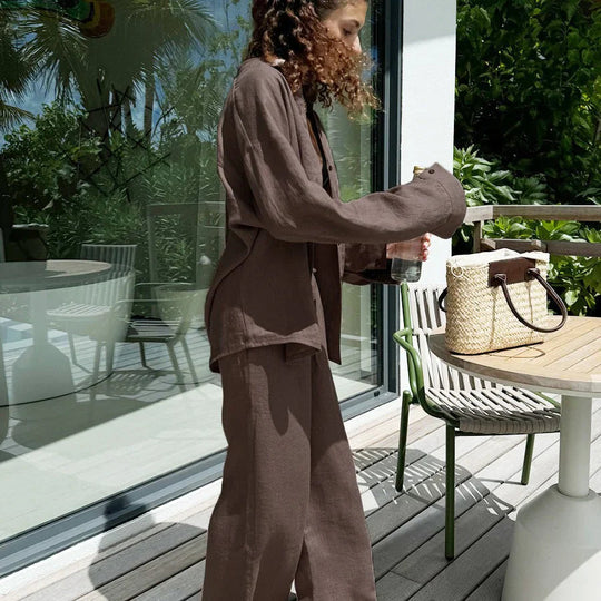 Ensemble Femme en Lin – Chemise Oversize et Pantalon Large 4