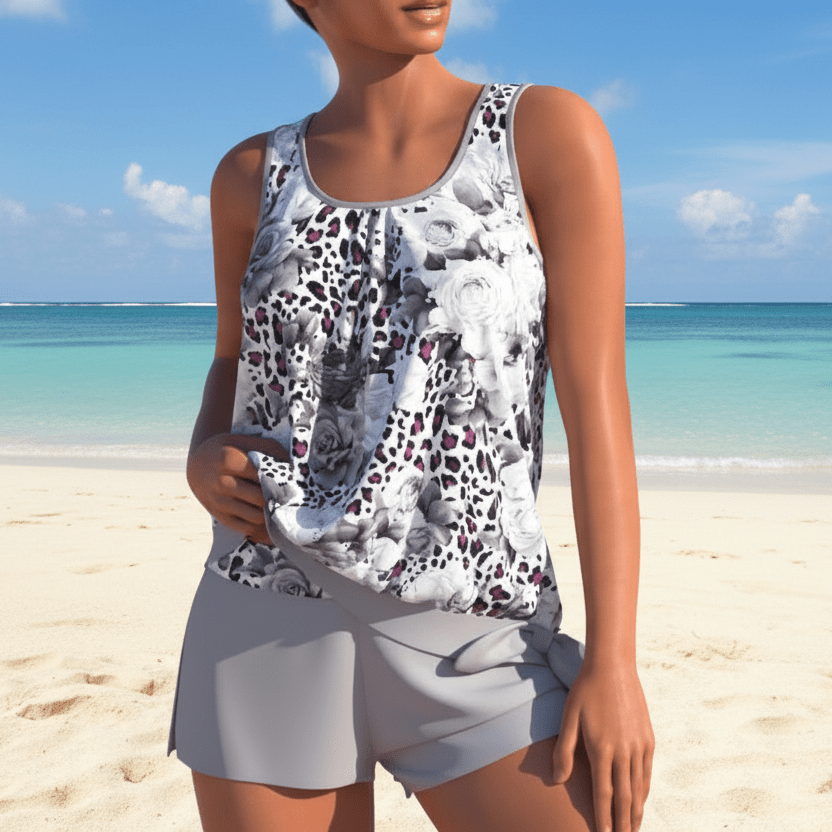 Ensemble Tankini Floral Bicolore Femme 5