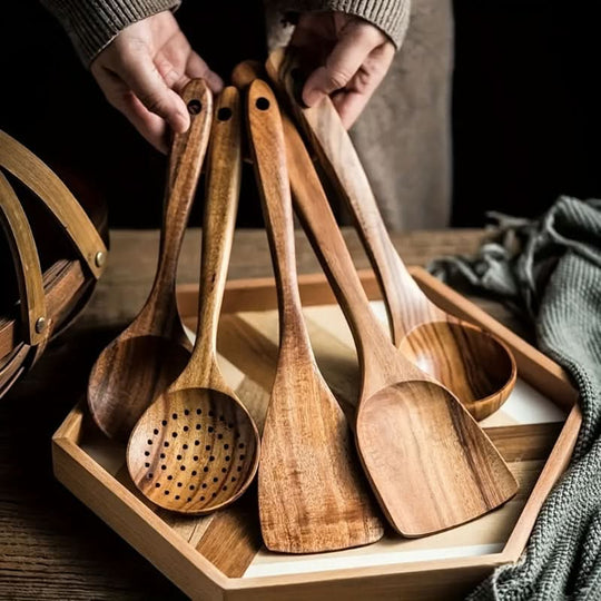 Ensemble Ustensiles de Cuisine NordicWood Pratique et Fonctionnel 0