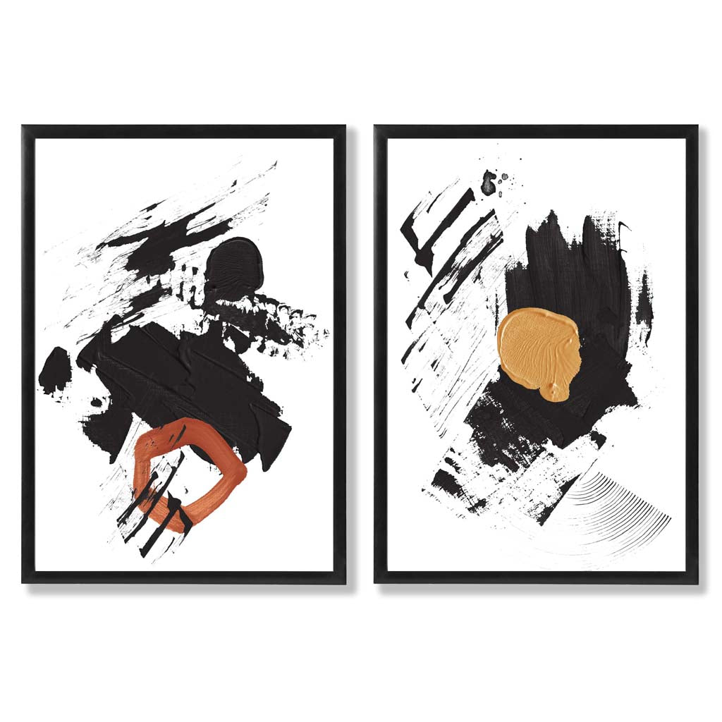 Ensemble d'Art Abstrait Noir et Jaune 0