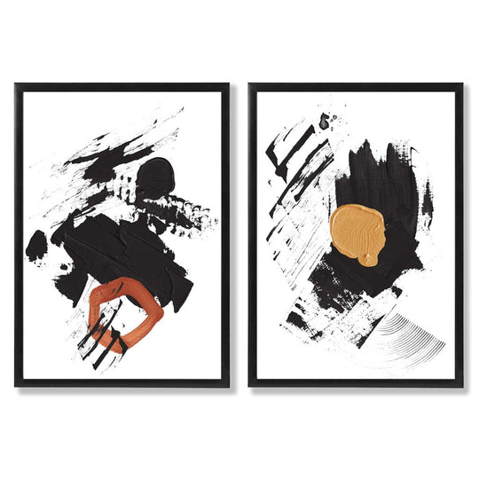Ensemble d'Art Abstrait Noir et Jaune 0