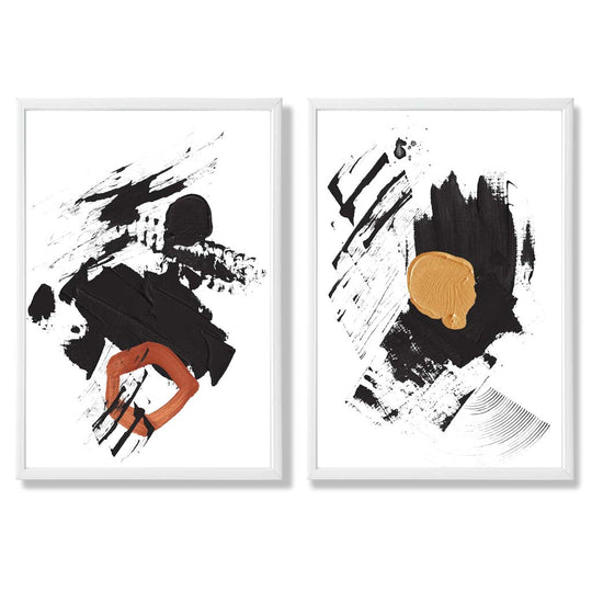 Ensemble d'Art Abstrait Noir et Jaune 3