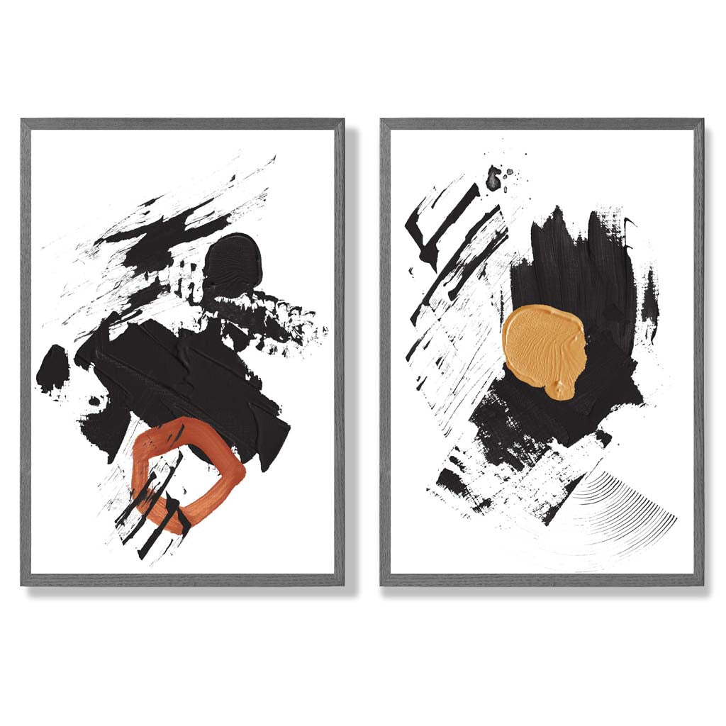 Ensemble d'Art Abstrait Noir et Jaune 4