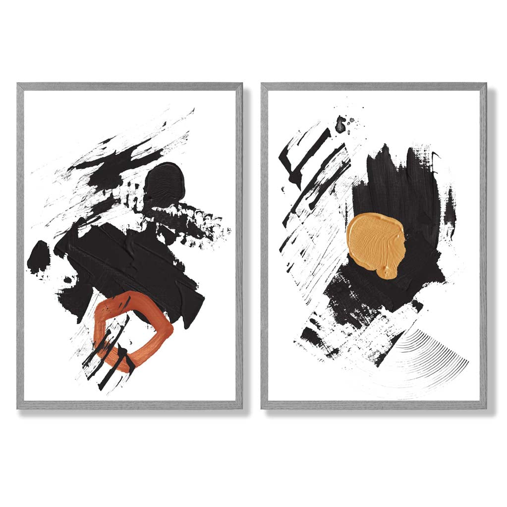 Ensemble d'Art Abstrait Noir et Jaune 5