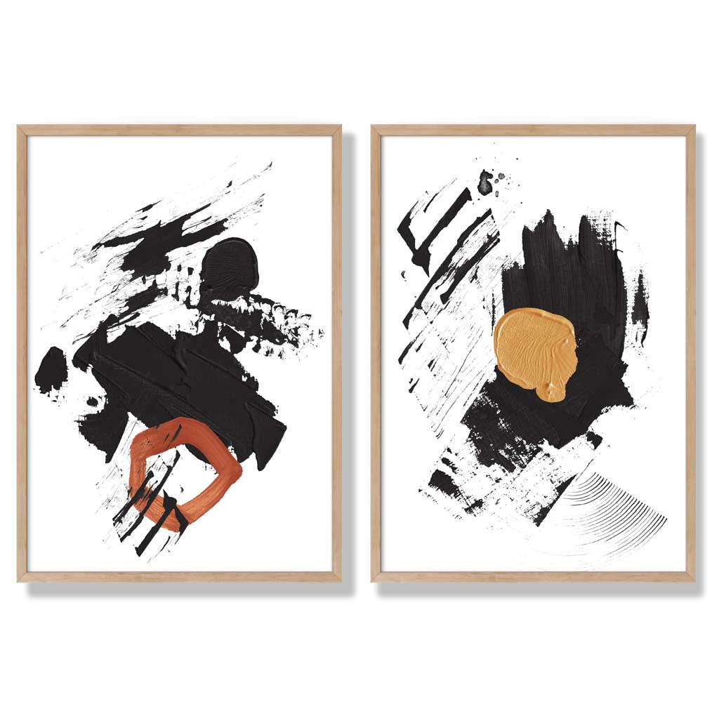 Ensemble d'Art Abstrait Noir et Jaune 6