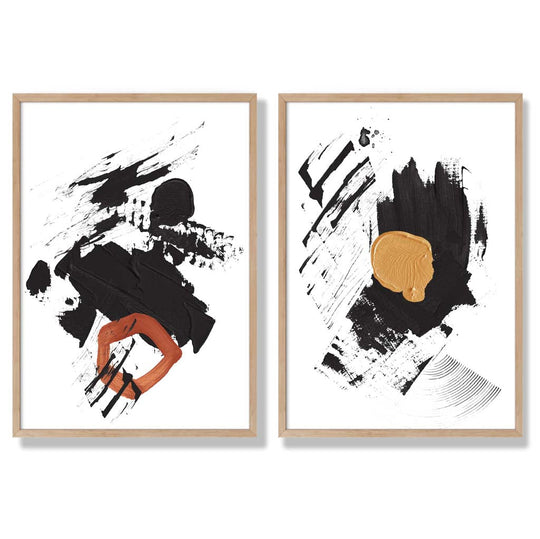 Ensemble d'Art Abstrait Noir et Jaune 6