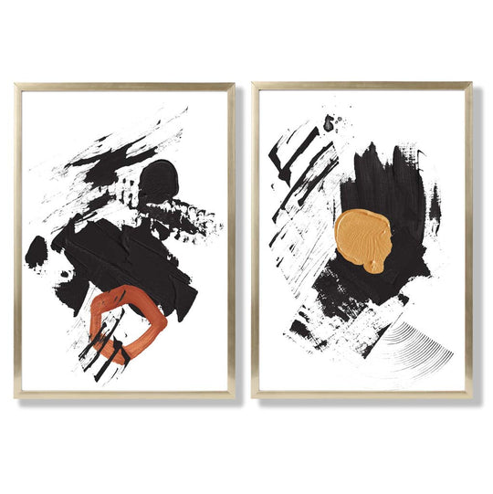Ensemble d'Art Abstrait Noir et Jaune 8