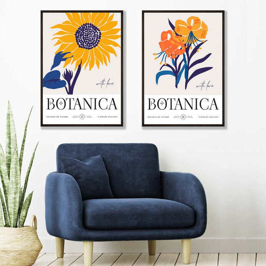 Ensemble d'Art Floral d'Été Bleu et Jaune 1