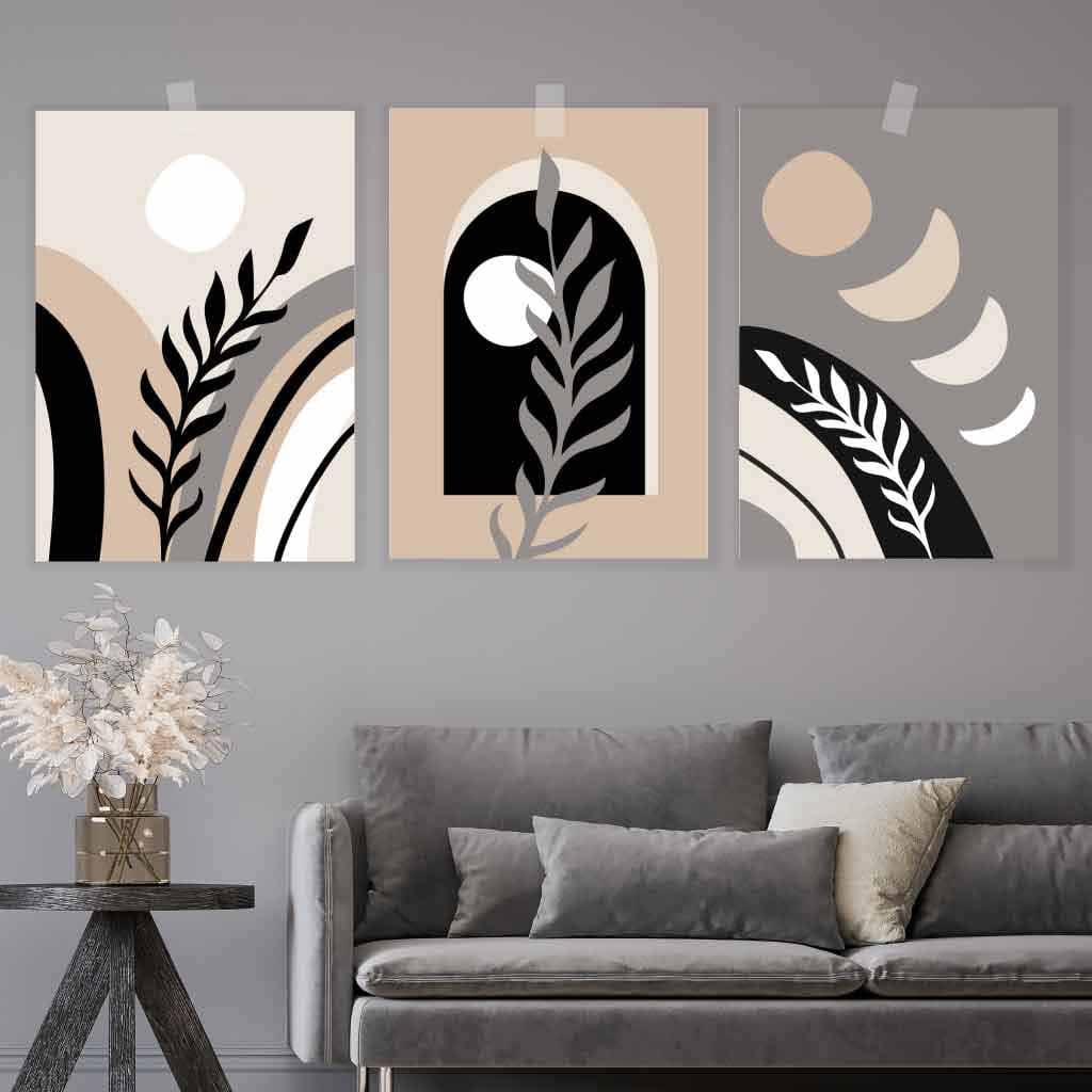 Ensemble d'Art Mural Abstrait Boho pour Décoration Murale Intérieure 0