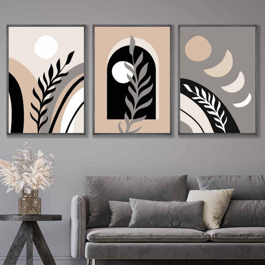 Ensemble d'Art Mural Abstrait Boho pour Décoration Murale Intérieure 1