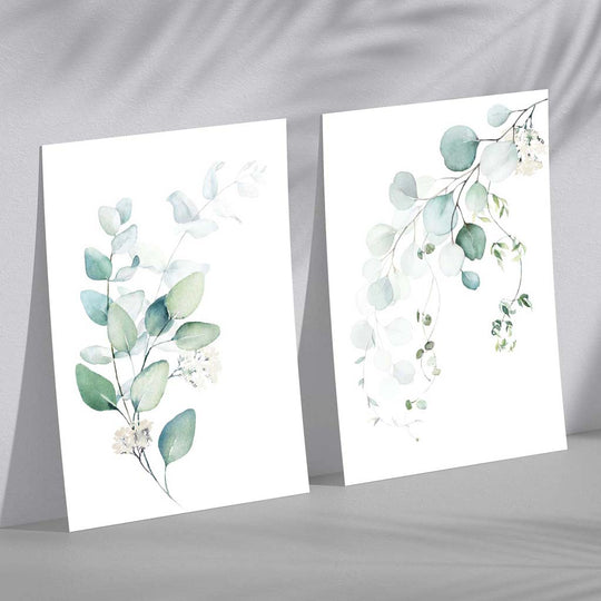 Ensemble d'Art Murale Eucalyptus Bleu-Vert 0