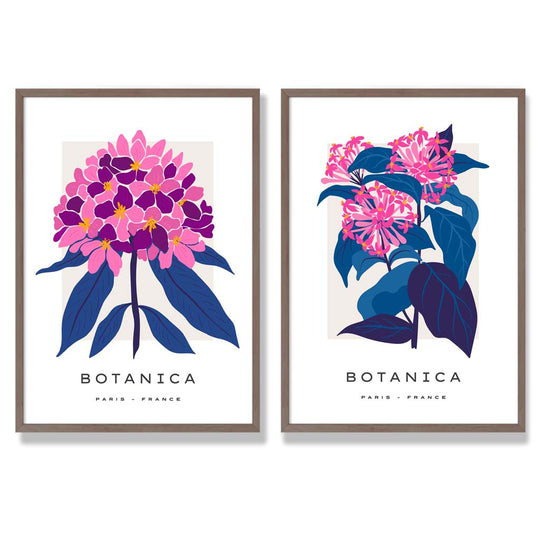 Ensemble d'Estampes d'Art Fleurs d'Été Roses et Bleues 7
