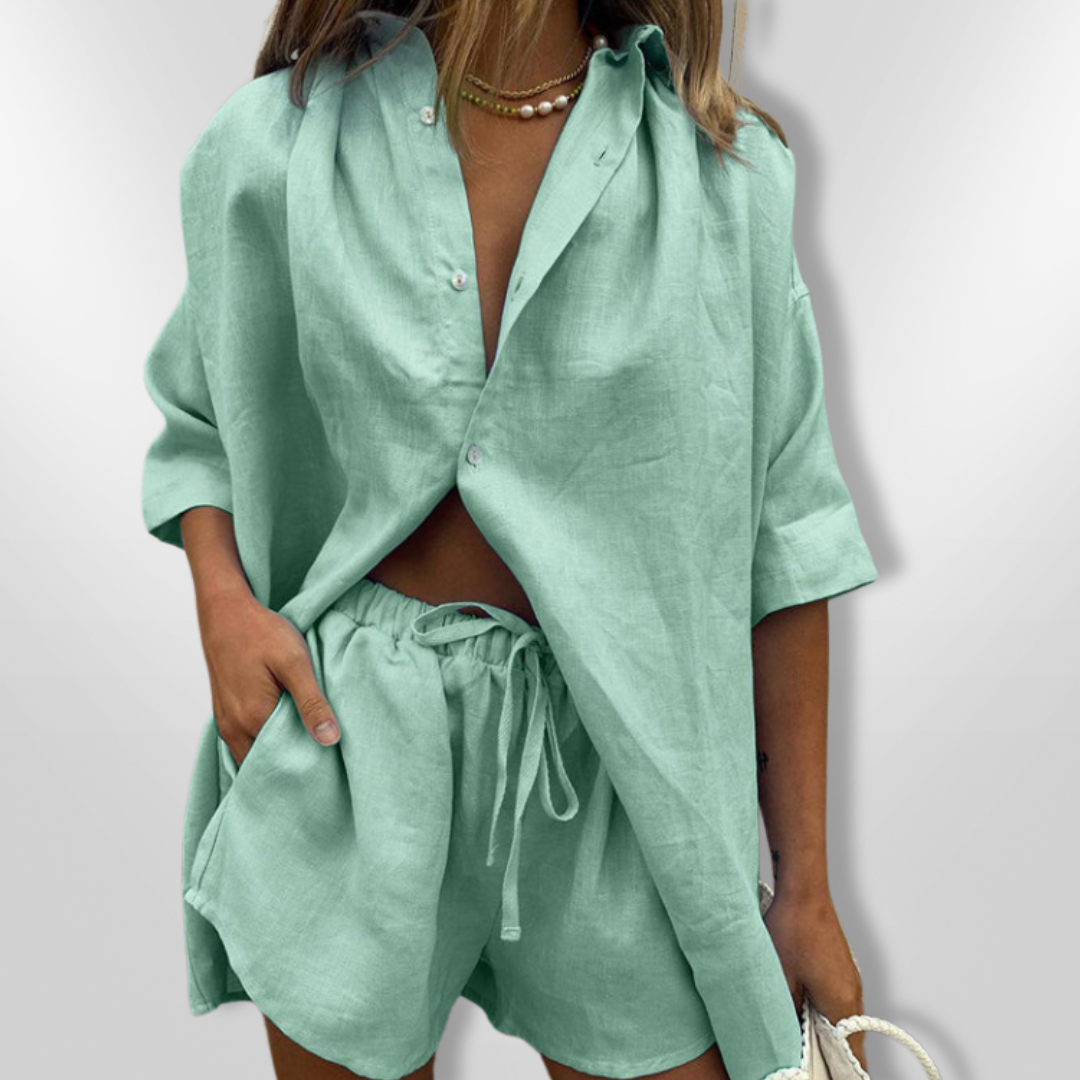 Ensemble d'Été Femme Chemise Oversize et Short Ajustable 0