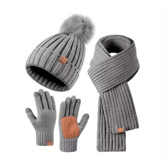 Ensemble d'Hiver 3 en 1 pour Femmes avec Bonnet, Écharpe et Gants Tactiles 2