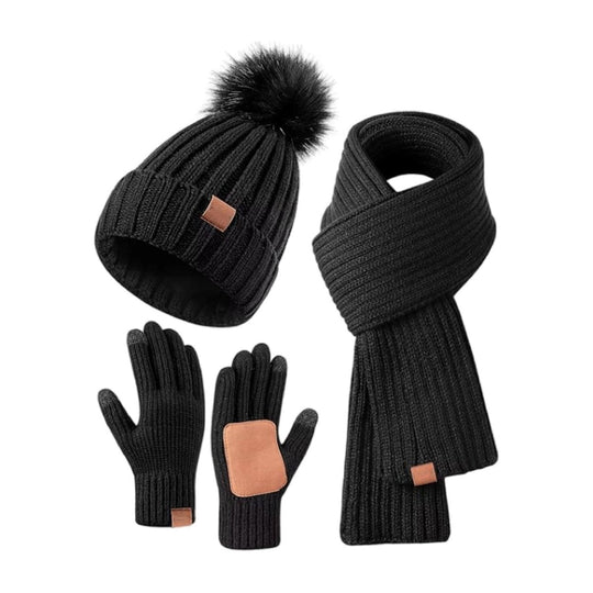 Ensemble d'Hiver 3 en 1 pour Femmes avec Bonnet, Écharpe et Gants Tactiles 7