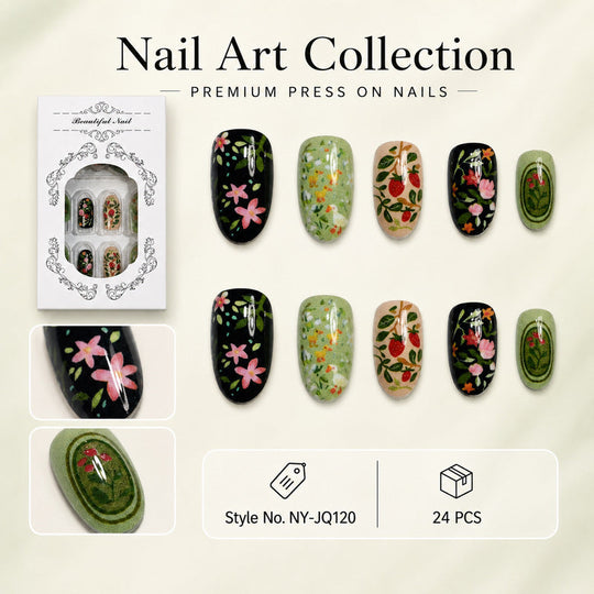 Ensemble d'Ongles Artificiels à Motifs Floraux pour Femmes 0