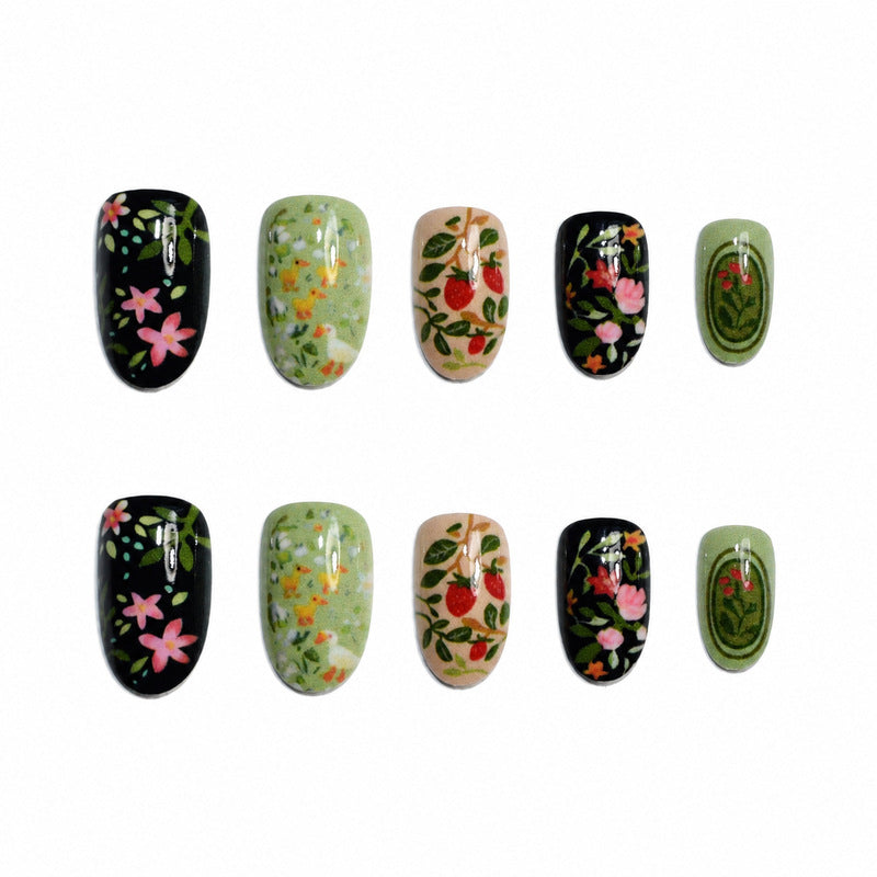 Ensemble d'Ongles Artificiels à Motifs Floraux pour Femmes 2