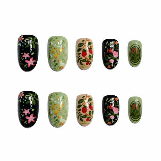 Ensemble d'Ongles Artificiels à Motifs Floraux pour Femmes 2