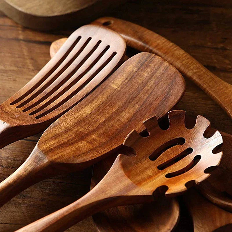 Ensemble d'Ustensiles de Cuisine en Bois 2