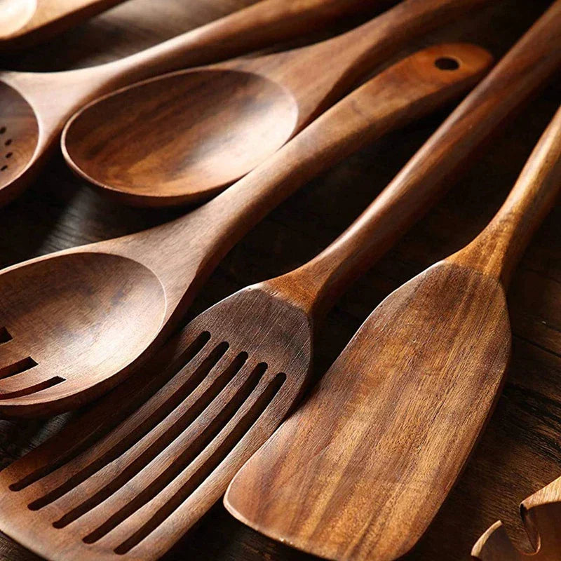 Ensemble d'Ustensiles de Cuisine en Bois 3