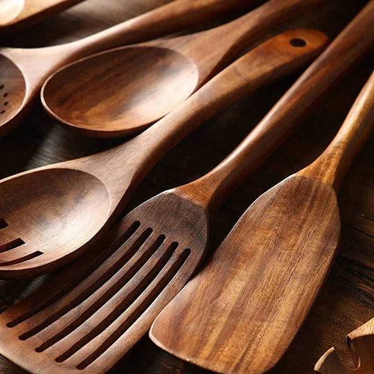Ensemble d'Ustensiles de Cuisine en Bois 3