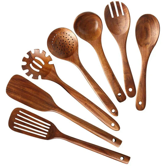 Ensemble d'Ustensiles de Cuisine en Bois 5
