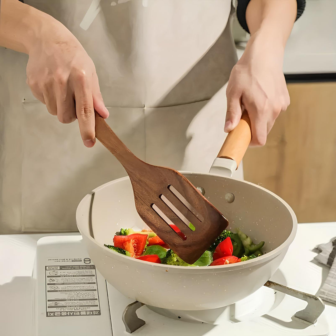 Ensemble d'Ustensiles de Cuisine en Bois Naturel - 5 Pièces Pratiques pour Accessoires Cuisine 5