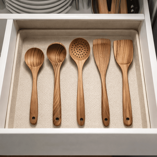 Ensemble d'Ustensiles de Cuisine en Bois Pratique et Élégant 3