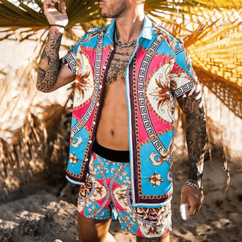 Ensemble d'été pour homme à manches courtes et short 4