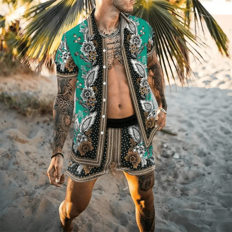 Ensemble d'été pour homme à manches courtes et short 7