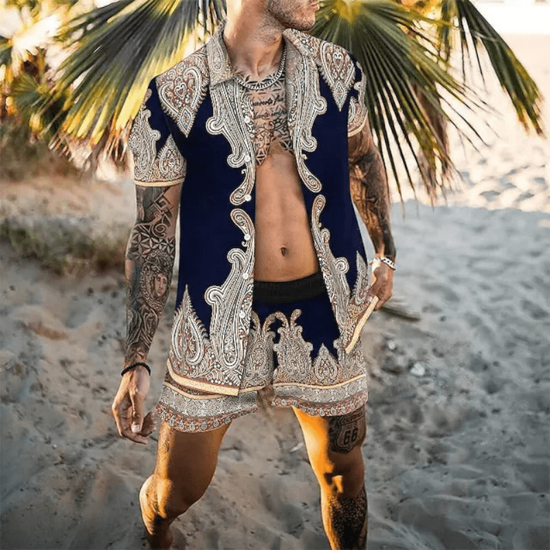 Ensemble d'été pour homme à manches courtes et short 8