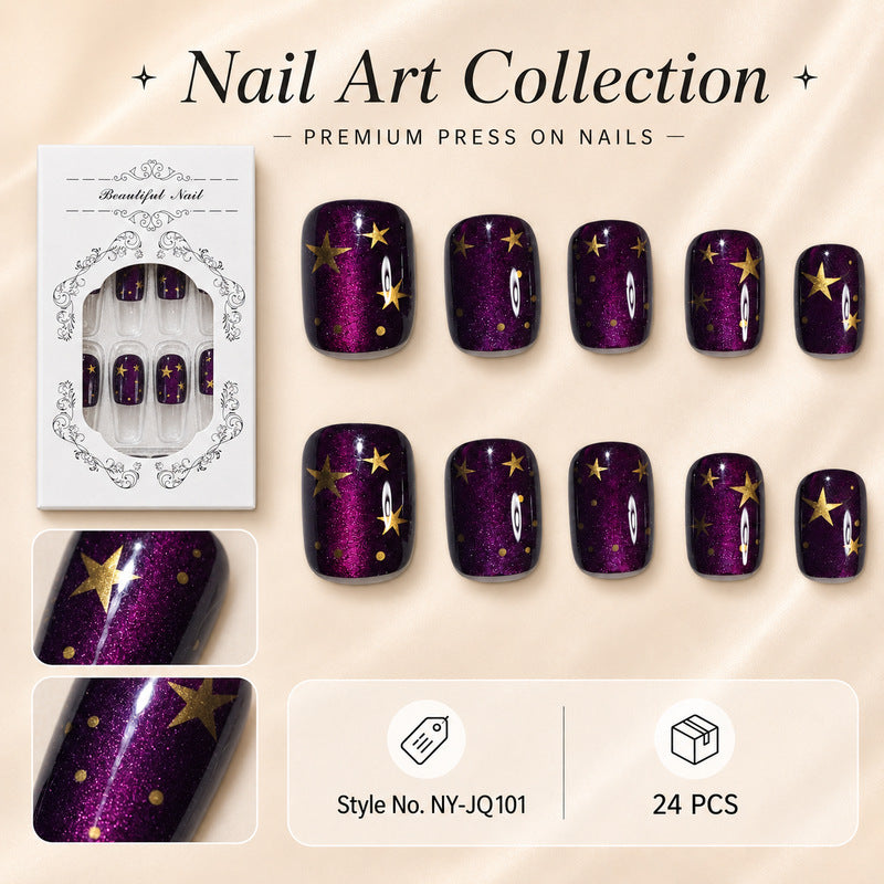 Ensemble d'ongles artistiques pour femmes avec motifs étoiles 0