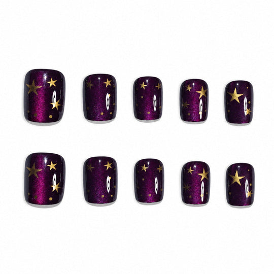 Ensemble d'ongles artistiques pour femmes avec motifs étoiles 1